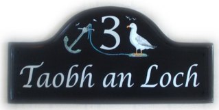 seagull and anchor on a large mews plaque.