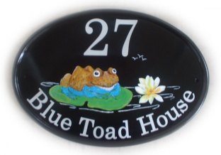 Blue Toad - The customer asked for a toad with a blue underbelly sat on a lily pad. The reason for the blue underbelly was that when they moved into their new home, they found a toad looking just like that because it had walked through some blue paint that was spilled in the garage