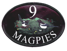 Magpies - 'Two for Joy' - painted by Jean on a New world plaque