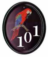 Parrot - Painted by Jean on a large classic cast oval Artwork given by customer from an aviary magazine