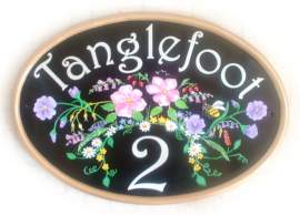 Tangled Woodland flower spray and bumblebee - painted on a new world classic oval base plaque by Jean