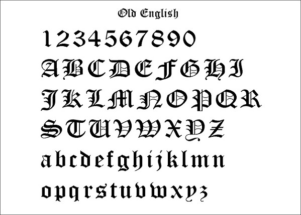 Old English Gothic style font For readability Old English is offered in